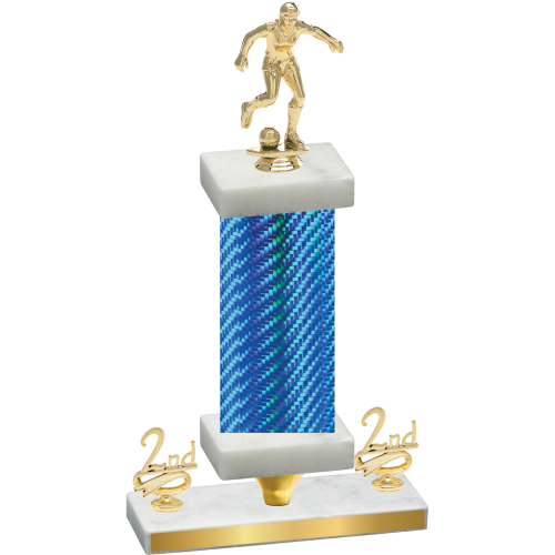 Premium Single Blue Carbon Fiber Second Place Soccer Trophy