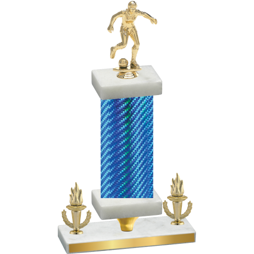 Premium Single Blue Carbon Fiber Victory Soccer Trophy