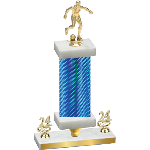 Premium Single Blue Carbon Fiber Year Soccer Trophy