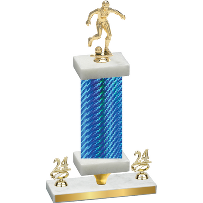 Premium Single Blue Carbon Fiber Year Soccer Trophy
