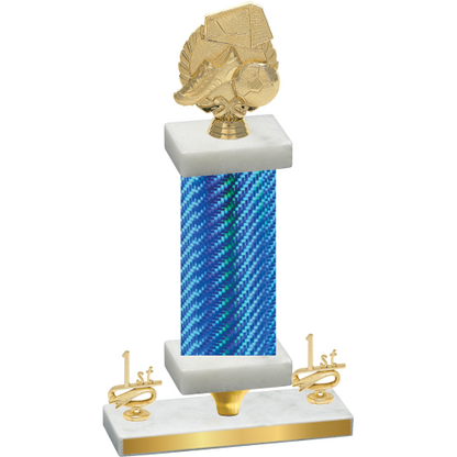 Premium Single Blue Carbon Fiber First Place Soccer Trophy