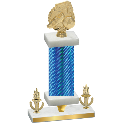 Premium Single Blue Carbon Fiber Victory Soccer Trophy