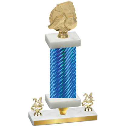 Premium Single Blue Carbon Fiber Year Soccer Trophy