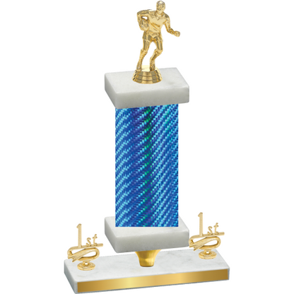 Premium Single Blue Carbon Fiber First Place Rugby Trophy