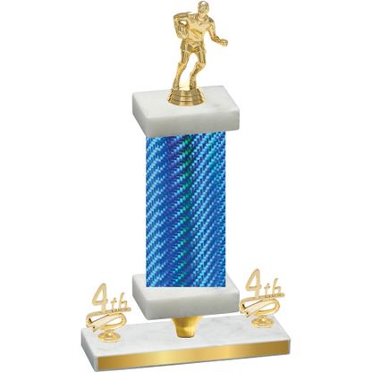 Premium Single Blue Carbon Fiber Fourth Place Rugby Trophy