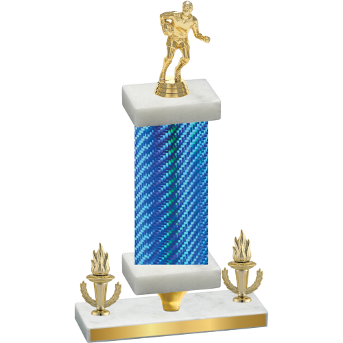 Premium Single Blue Carbon Fiber Victory Rugby Trophy