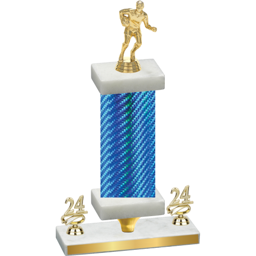Premium Single Blue Carbon Fiber Year Rugby Trophy