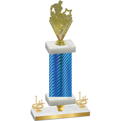 Premium Single Blue Carbon Fiber First Place Rugby Trophy