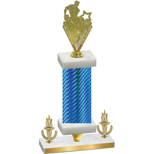Premium Single Blue Carbon Fiber Victory Rugby Trophy