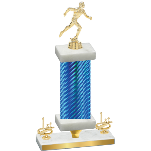 Premium Single Blue Carbon Fiber First Place Running Trophy