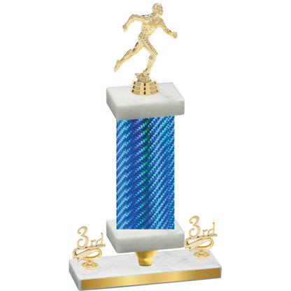 Premium Single Blue Carbon Fiber Third Place Running Trophy
