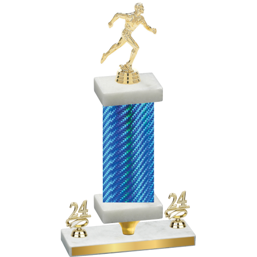 Premium Single Blue Carbon Fiber Year Running Trophy