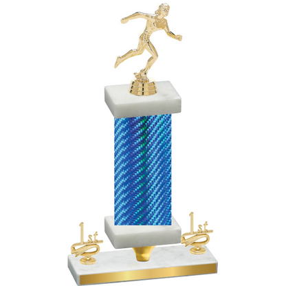 Premium Single Blue Carbon Fiber First Place Running Trophy