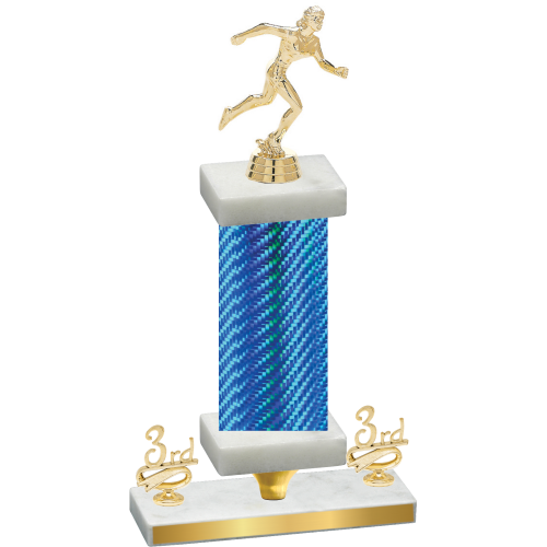 Premium Single Blue Carbon Fiber Third Place Running Trophy