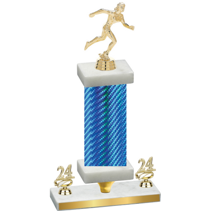 Premium Single Blue Carbon Fiber Year Running Trophy