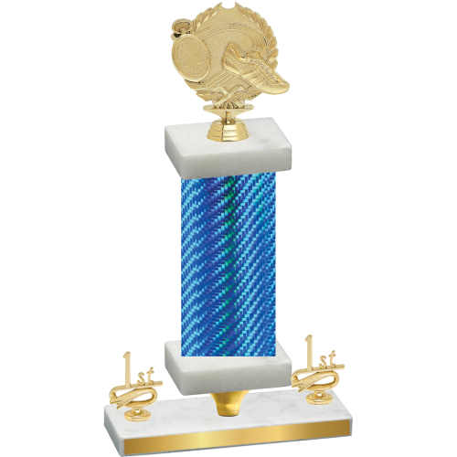 Premium Single Blue Carbon Fiber First Place Running Trophy
