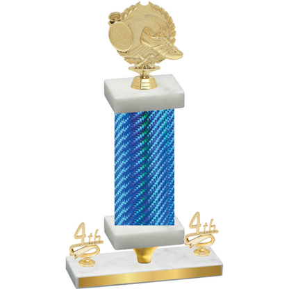 Premium Single Blue Carbon Fiber Fourth Place Running Trophy
