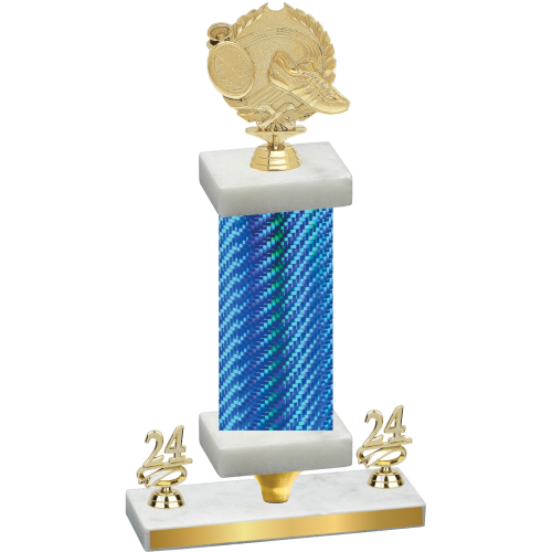 Premium Single Blue Carbon Fiber Year Running Trophy
