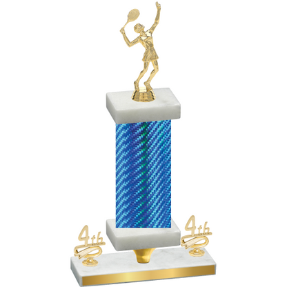 Premium Single Blue Carbon Fiber Fourth Place Tennis Trophy