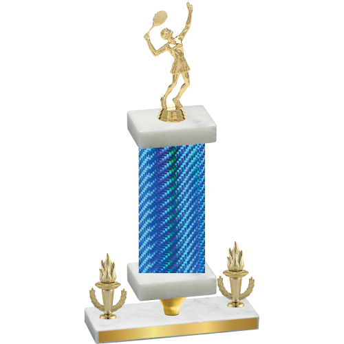 Premium Single Blue Carbon Fiber Victory Tennis Trophy