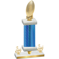 Premium Single Blue Carbon Fiber Third Place Football Trophy
