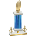 Premium Single Blue Carbon Fiber Victory Football Trophy
