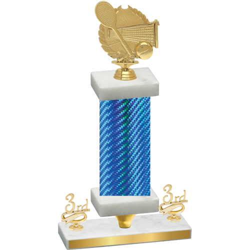 Premium Single Blue Carbon Fiber Third Place Tennis Trophy
