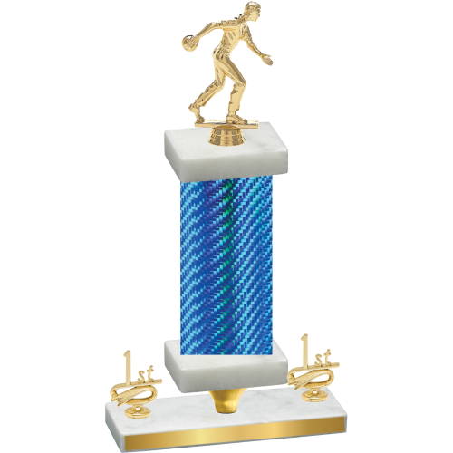 Premium Single Blue Carbon Fiber First Place Bowling Trophy