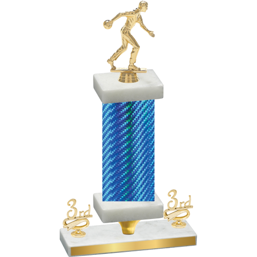 Premium Single Blue Carbon Fiber Third Place Bowling Trophy