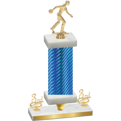 Premium Single Blue Carbon Fiber Third Place Bowling Trophy