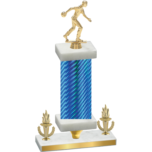 Premium Single Blue Carbon Fiber Victory Bowling Trophy