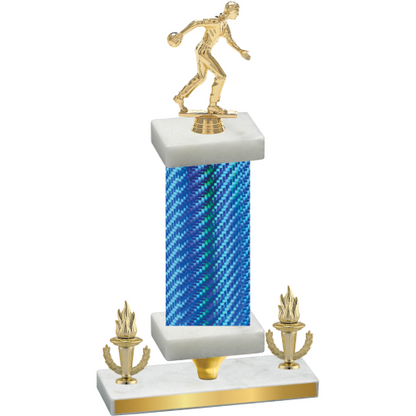 Premium Single Blue Carbon Fiber Victory Bowling Trophy