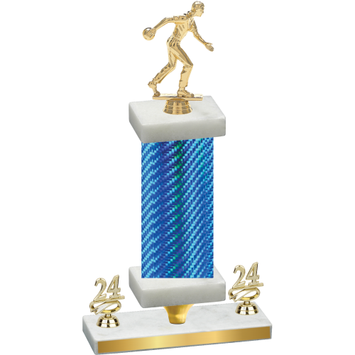Premium Single Blue Carbon Fiber Year Bowling Trophy