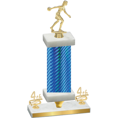 Premium Single Blue Carbon Fiber Fourth Place Bowling Trophy