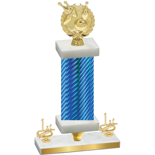Premium Single Blue Carbon Fiber First Place Bowling Trophy