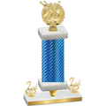 Premium Single Blue Carbon Fiber Second Place Bowling Trophy