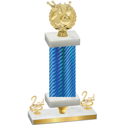 Premium Single Blue Carbon Fiber Second Place Bowling Trophy