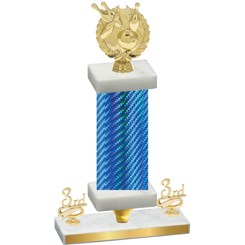 Premium Single Blue Carbon Fiber Third Place Bowling Trophy