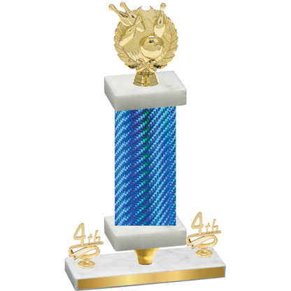 Premium Single Blue Carbon Fiber Fourth Place Bowling Trophy