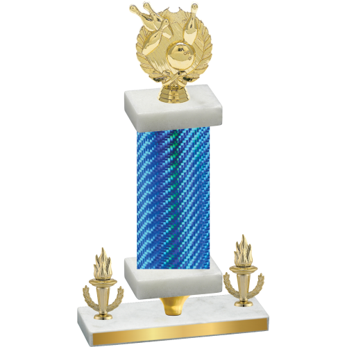 Premium Single Blue Carbon Fiber Victory Bowling Trophy