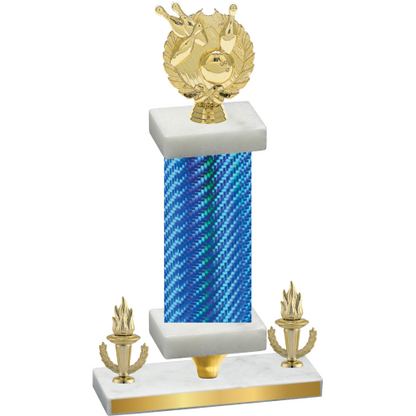 Premium Single Blue Carbon Fiber Victory Bowling Trophy