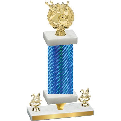 Premium Single Blue Carbon Fiber Year Bowling Trophy