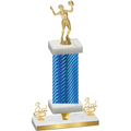 Premium Single Blue Carbon Fiber Third Place Volleyball Trophy