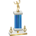 Premium Single Blue Carbon Fiber Victory Volleyball Trophy