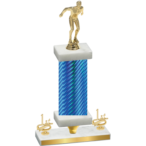 Premium Single Blue Carbon Fiber First Place Swimming Trophy