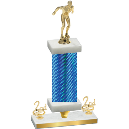 Premium Single Blue Carbon Fiber Second Place Swimming Trophy