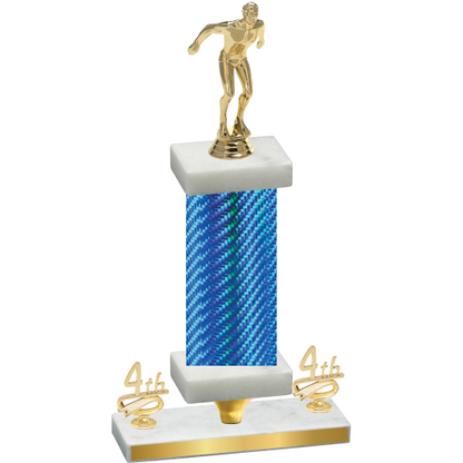 Premium Single Blue Carbon Fiber Fourth Place Swimming Trophy