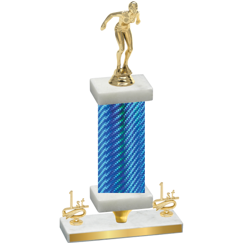 Premium Single Blue Carbon Fiber First Place Tennis Trophy