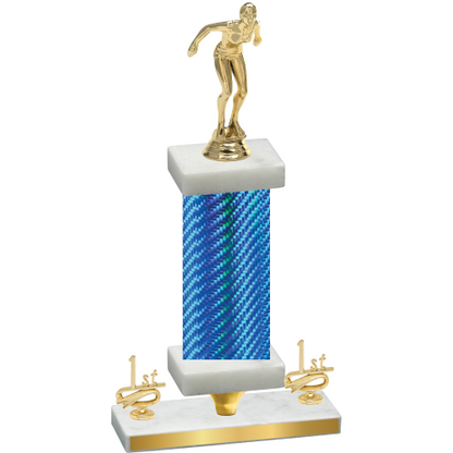 Premium Single Blue Carbon Fiber First Place Tennis Trophy