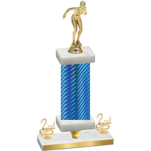 Premium Single Blue Carbon Fiber Second Place Tennis Trophy